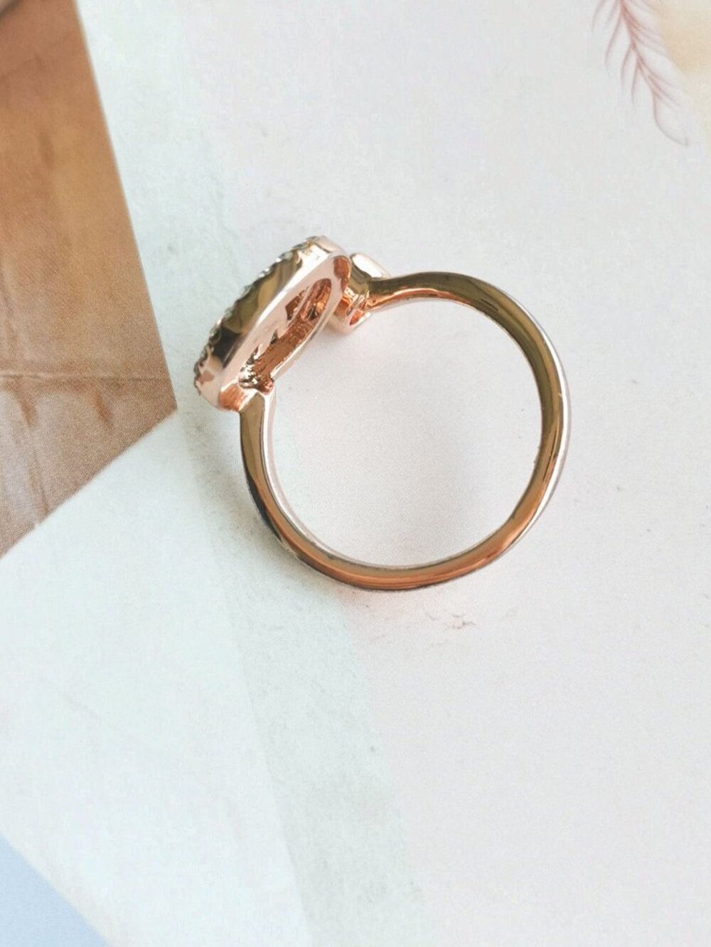 Michael Kors Monogram Logo and Crystal open ring size 8 - Rose Gold - Picture 4 of 4